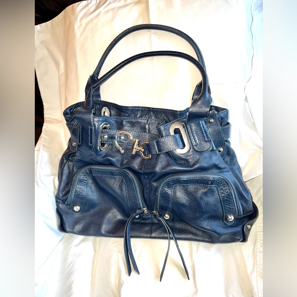 Verapelle Navy Blue Leather Bag